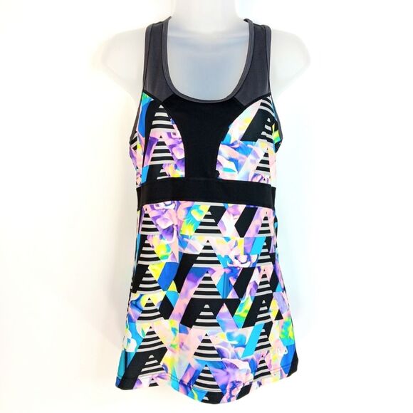 FILA Black Multicolor Women's Medium Racerback Tank Top Activewear Gym Workouts - Picture 1 of 10